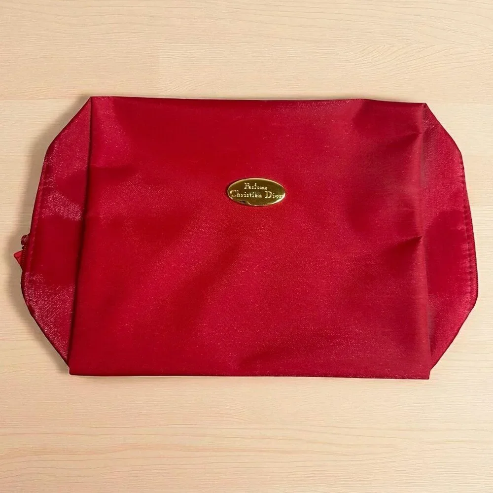 Christian Dior Parfums Red Nylon Travel Make-Up Bag